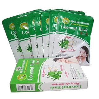 Mặt nạ thạch dừa Coconut Mask 3 in 1 (Collagen – Thạch Dừa – Nha Đam) Hộp 7 miếng x 40g/miếng