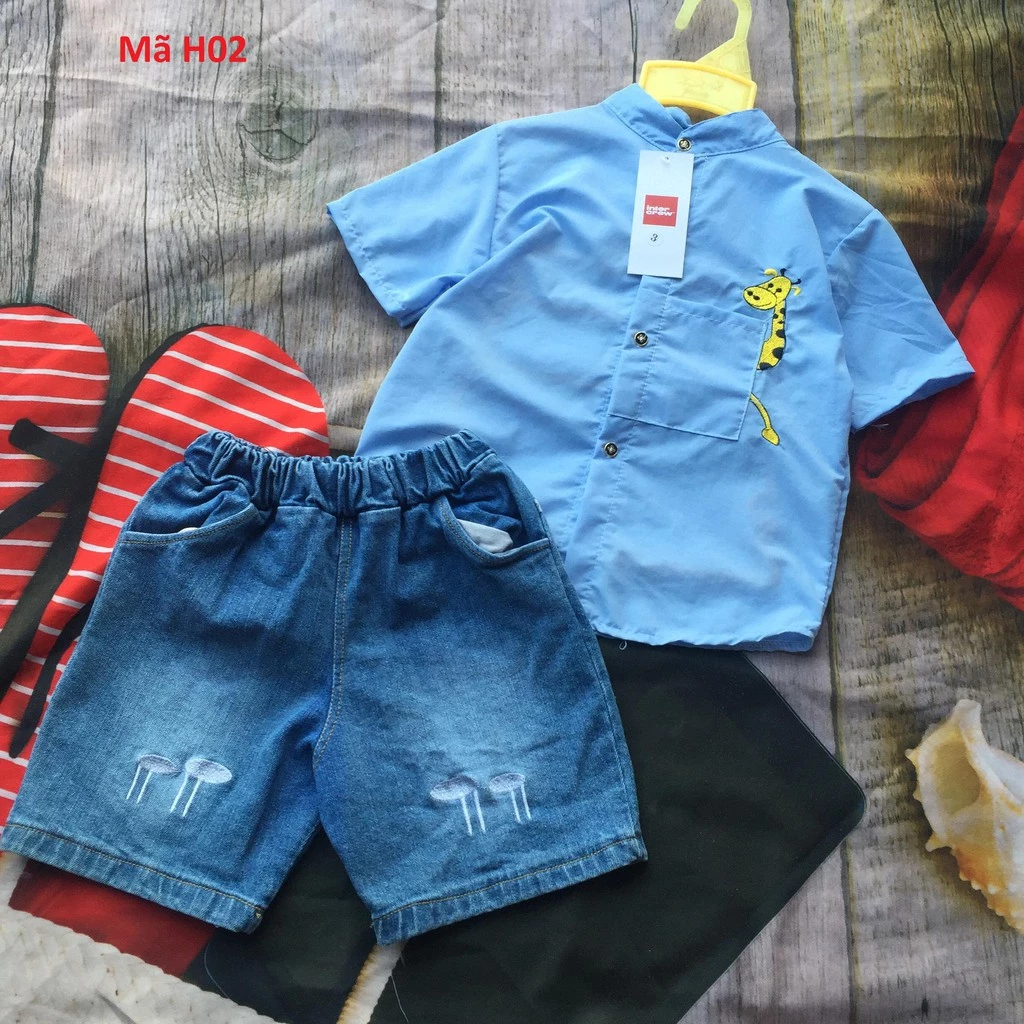 [HÀNG SẴN] Bộ hươu cao cổ-quần jean màu nhạt Hàn Quốc cho bé cực đẹp