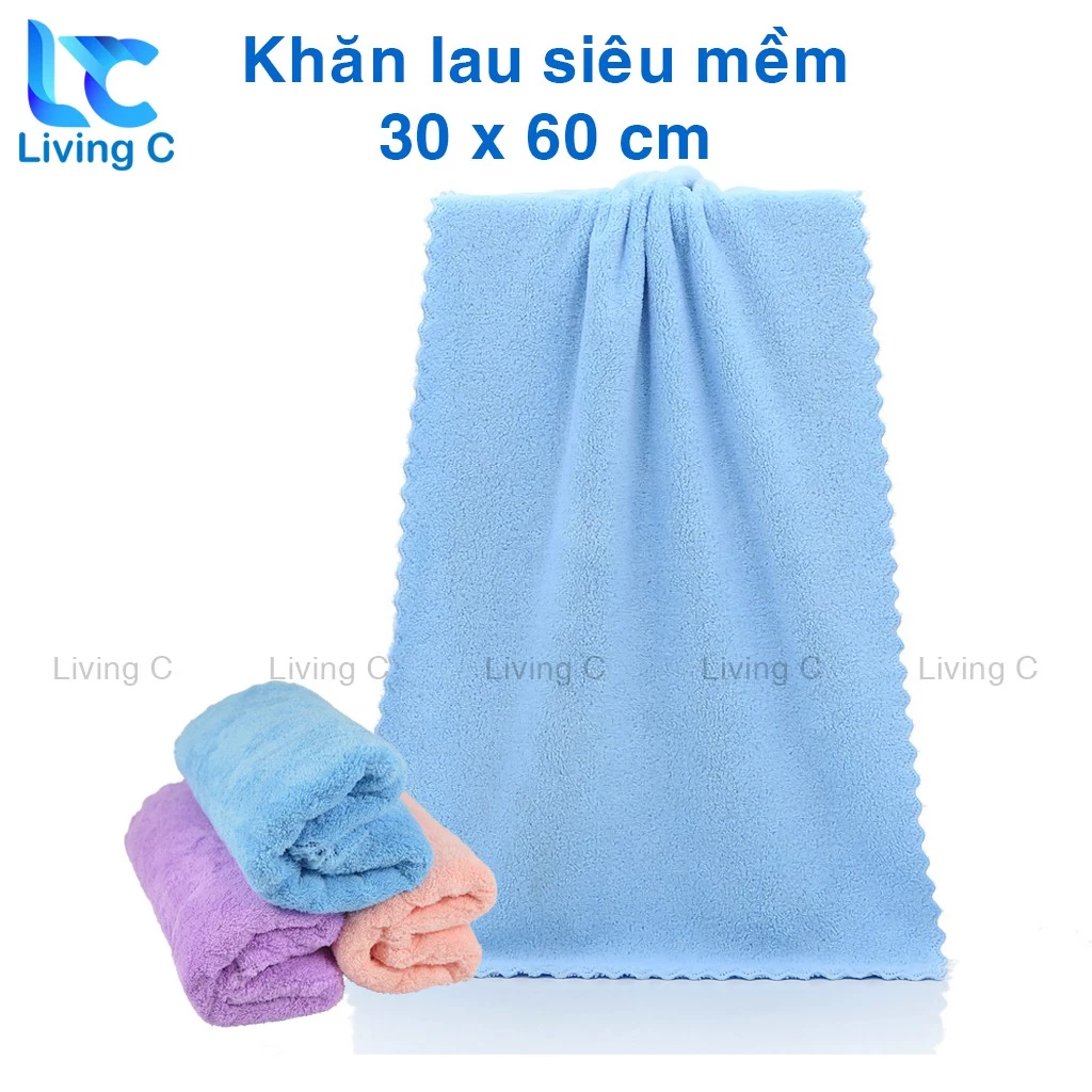 Khăn lau đa năng siêu mềm 60 x 30 cm Living C , khăn mặt đa năng mềm mại siêu thấm nước _KH60