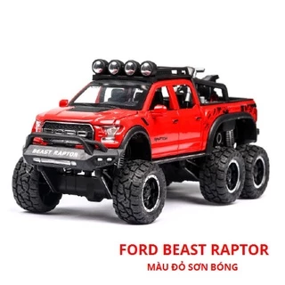 Mô hình xe bán tải Ford F-150 Beast Raptor 6X6 vỏ sắt 1:28 ô tô đồ chơi tĩnh F150 Offroad oto rc mini trẻ em hãng Chezhi