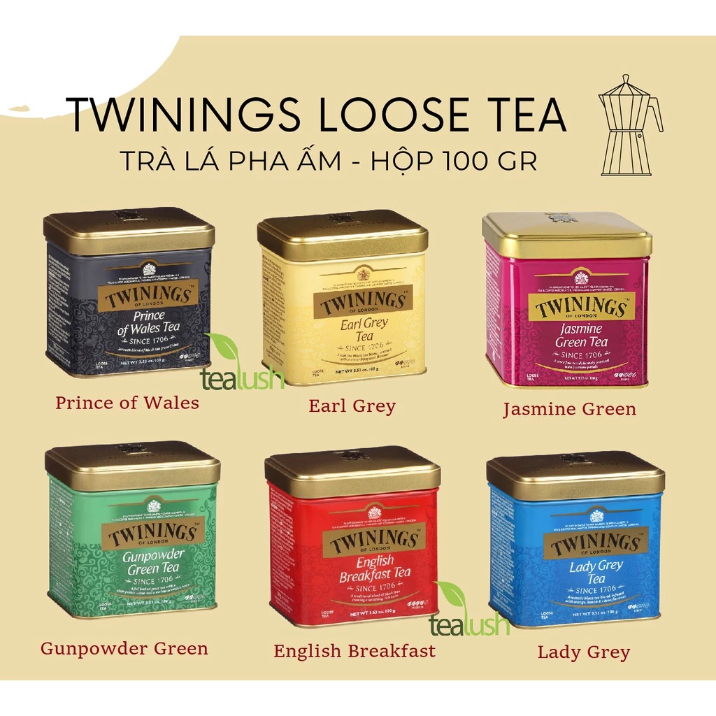 Trà Twinings hộp thiếc 100gr các vị