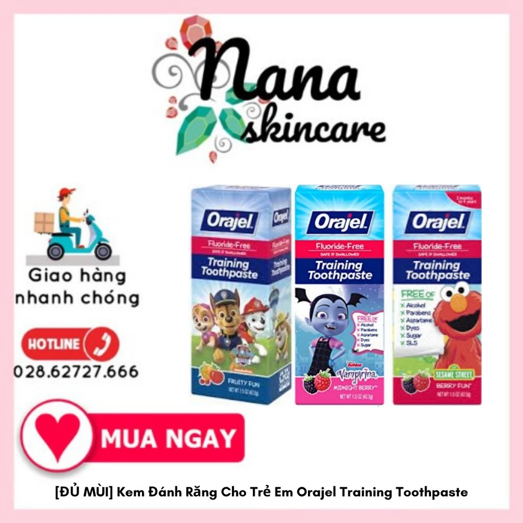 [ĐỦ MÙI] Kem Đánh Răng Cho Trẻ Em Orajel Training Toothpaste