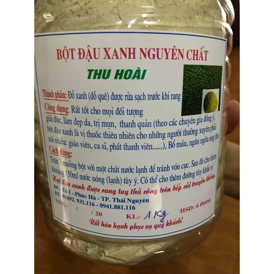 [1kg] bột đậu xanh nguyên chất nhà làm (đậu xanh rửa sạch, rang bếp củi)