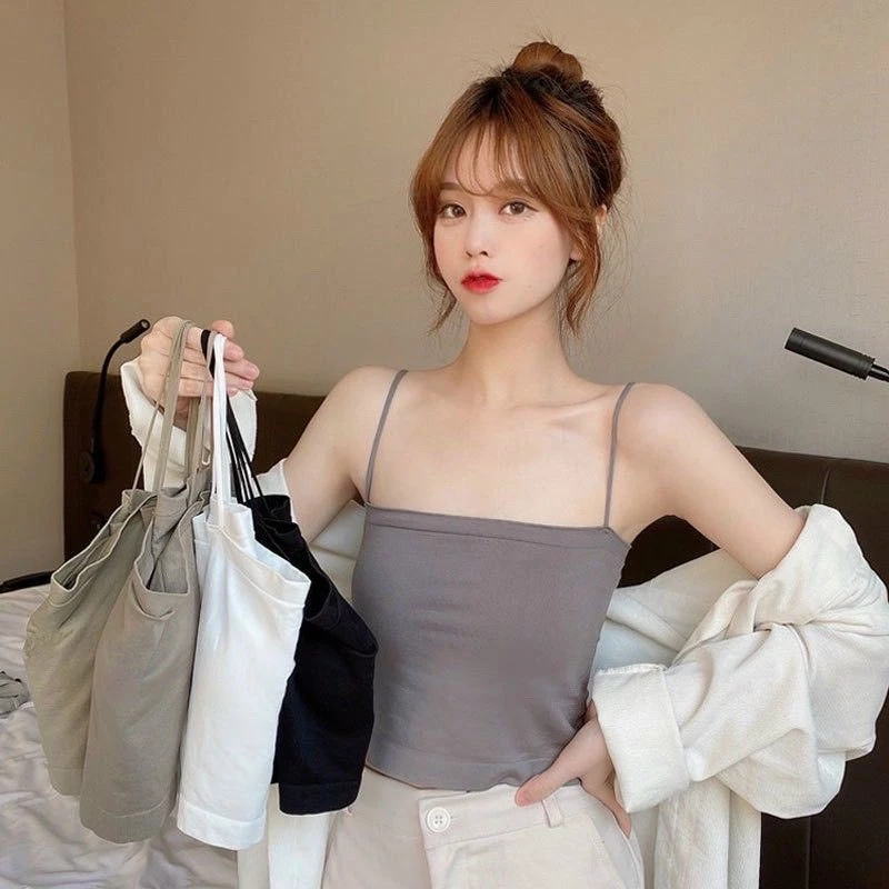 Áo lót bra 2 dây cotton dáng dài kèm mút đệm ngực 2066