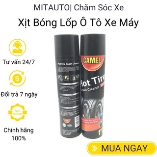 Chai xịt bóng lốp xe ô tô Camel dưỡng lốp bóng đen như mới Mitauto