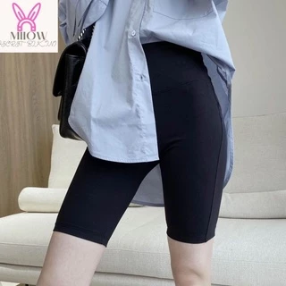 quần legging lửng ngố ngắn đùi ôm nâng mông nữ cạp cao đen thái leggings dày