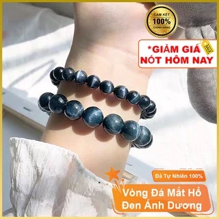 Vòng đá phong thủy may mắn màu đen ánh xanh, vòng phong thủy đeo tay phù hợp cho nam và nữ - Tặng dây dự phòng, hộp đựng