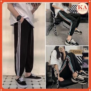 Quần thể thao 3 sọc chun ống KA Closet, quần jogger 3 line có 2màu: sọc màu, sọc trắng