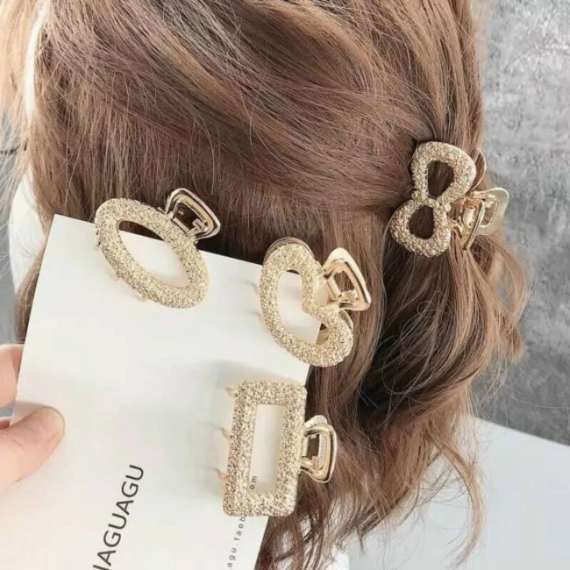 combo 2 kẹp tóc mini hàn quốc đính đá màu vàng dễ thương, kẹp tóc máy