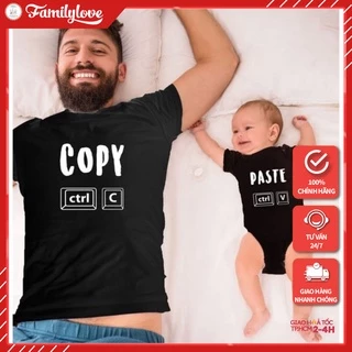 Áo gia đình Familylove - Đồng phục gia đình họa tiết chữ Copy Paste chất liệu cotton 100% cao cấp siêu mát