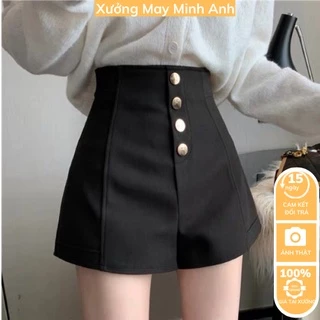 QUẦN SHORT NỮ CẠP CAO 4 KHUY GIỮA - QUẦN SÓC ĐÙI VẢI TUYẾT MƯA SIÊU XINH MA18