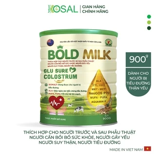 Sữa cho người tiểu đường, thận yếu Bold Milk Glu Sure Colostrum, hỗ trợ người trước và sau khi phẫu thuật - Hộp 900gr