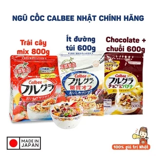 Ngũ cốc trái cây CALBEE Nhật Bản gói to, nhiều vị: hoa quả sấy, yến mạch, socola, ít đường