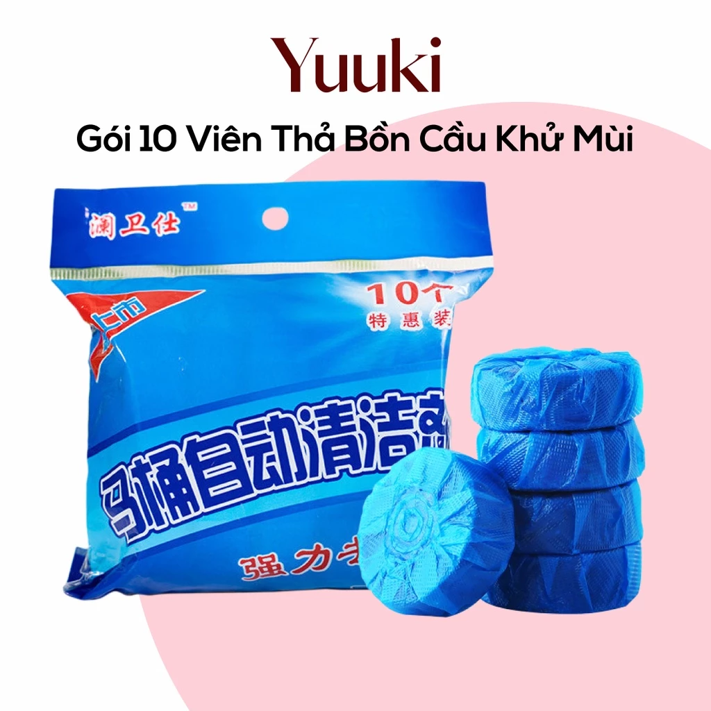 Viên thả bồn cầu, combo 10 VIÊN thả bồn cầu YUKKI, cục thả khử mùi làm thơm bồn cầu #D38