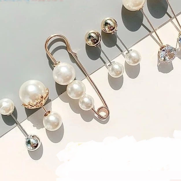 Set 7 khuy cài áo đính đá đính ngọc siêu sang chảnh