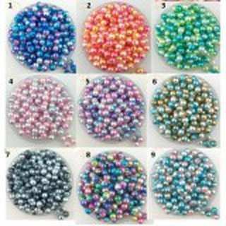 10gam hạt bẹt, hạt cườm, hạt châu, ngọc trai nhựa có lỗ đa sắc nhiều màu 6-8-10mm