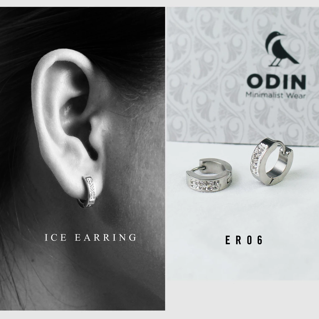 Khuyên tai đính pha lê khoáng - ODIN Ice Earring - Thép y tế