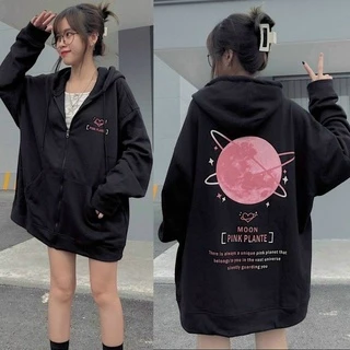 Áo Khoác Nỉ Hoodie Zip Hình Mặt Trăng Nam Nữ Ulzzang Unisex.