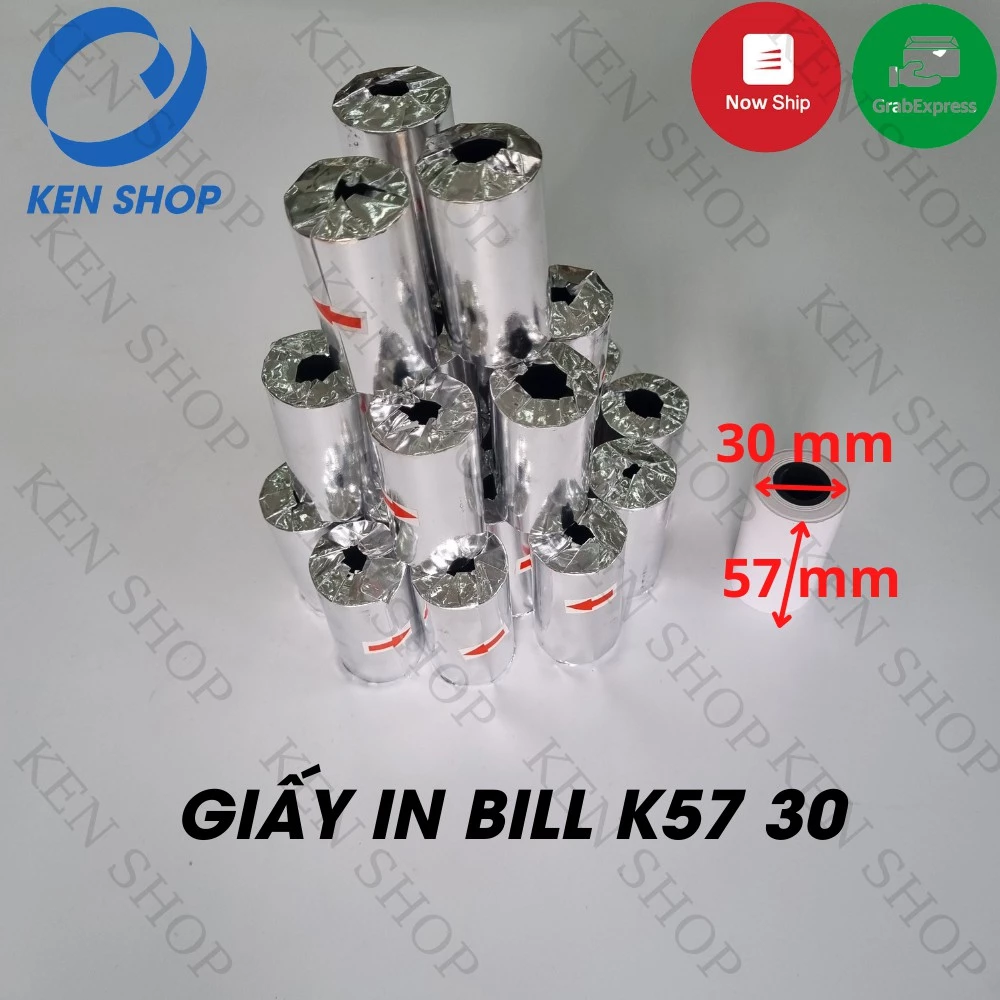(combo 100 cuộn) Giấy In Bill K57-30mm, Giấy in Nhiệt cho máy in bill cầm tay, máy pos cầm tay, máy quẹt thẻ.