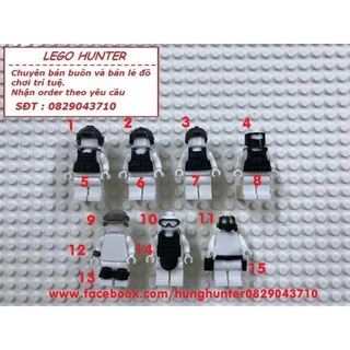 Army Phụ kiện trang bị cho mô hình nhân vật Minifigures các loại : Mũ giáp , Áo giáp , kính và dụng cụ khác