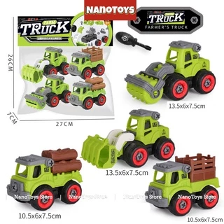 Đồ chơi xe Nông nghiệp lắp ráp kèm tua vít - 2 size - NANOTOYS STORE