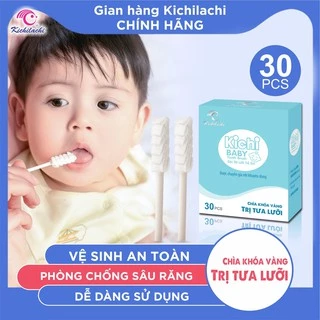 Hộp 30 Que gạc rơ lưỡi, tưa lưỡi vệ sinh răng miệng cho bé - Kichilachi (Việt Nam)