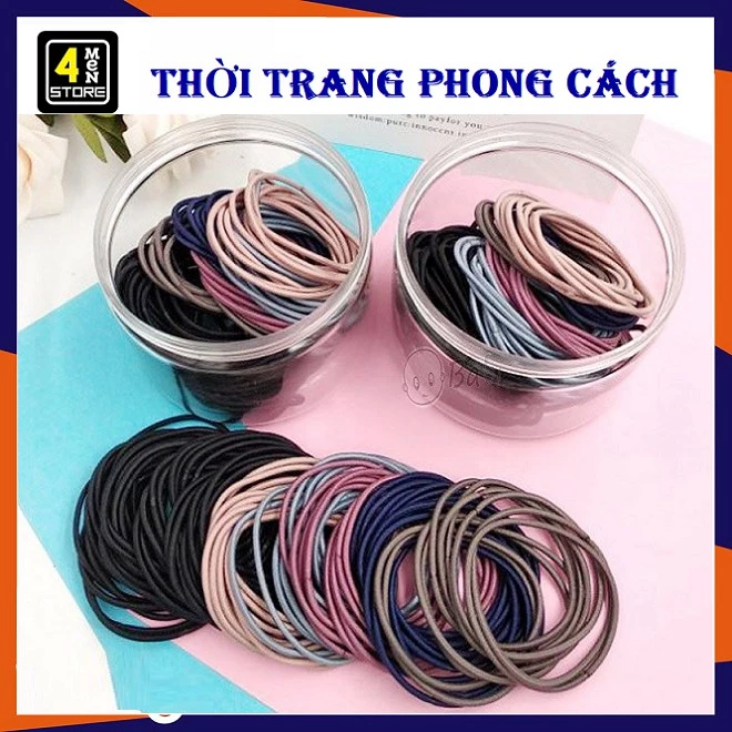 Set 100 Dây Thun Cột Tóc Mix Nhiều Màu Loại Lớn - Combo 1000 Dây Buộc Tóc  ( Loại Không Túi Zip )