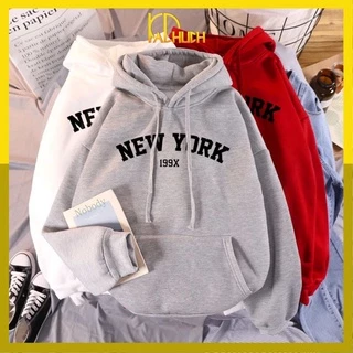 Áo hoodie nam nữ in chữ newyork vải nỉ bông mềm mịn nón 2 lớp