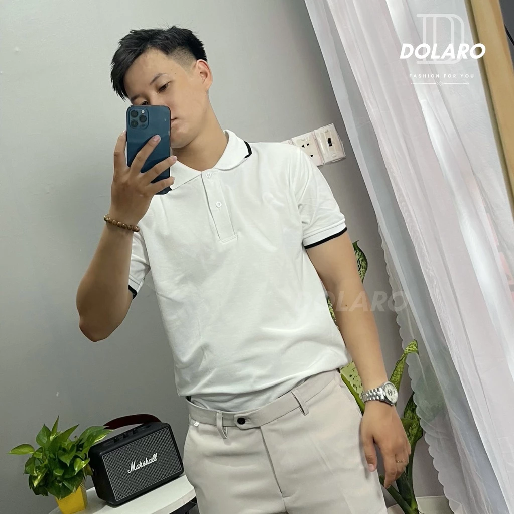 [ Xả kho 50%] Áo polo DOLARO trơn có viền phối chất liệu tici, vải mềm thoáng mát lên form cực chuẩn