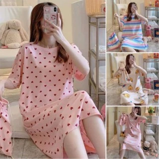 Váy ngủ ❤️FREESHIP ,đầm ngủ dáng suông chất cotton hoạ tiết hoạt hình DỄ THƯƠNG