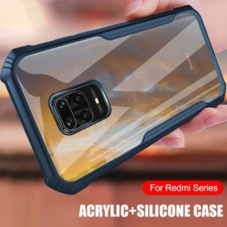 Ốp điện thoại acrylic trong suốt chống sốc cho Xiaomi Mi Redmi Note 7 8 9 9S 10 Pro 10S