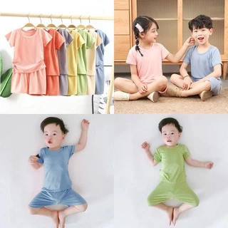 Bộ Đồ Ngủ Tay Ngắn Vải Cotton Lưng Cao Thời Trang Cho Bé