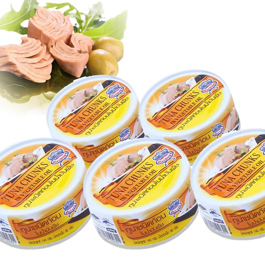 Combo 2 hộp Cá ngừ đại dương đóng hộp ăn liền TUNA CHUNKS Thái Lan 140gr, Date mới 5 năm