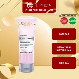 Sữa Rửa Mặt Sáng Da L'oreal Glycolic-Bright Glowing Daily Cleanser Foam 100ml