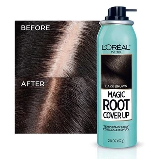 Nhuộm tóc phủ bạc tạm thời L'Oreal Paris Magic Retouch Temporary Root Concealer Spray - Dark Brown.Nâu đen