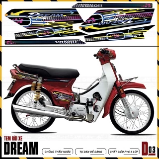 Tem Chế Đa Dạng Màu Sắc Cho Xe Dream Thái & Việt | D3 | Tem Rời Dream 110 100 Chất Liệu Cao Cấp Chống Nước, Bền Màu