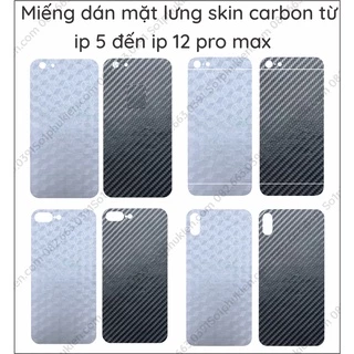 Skin Dán Cacbon 3D iPhone 5 5s 5c 6 6P 7/7P/8/8p/x/xs/xs max/xr/ 11 11pro 11pro max se 12 12 promax 12 pro