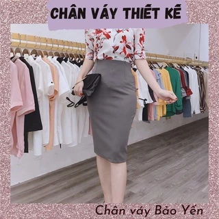 Chân váy bút chì màu xám xẻ sau tới gối( sẵn size)- M15