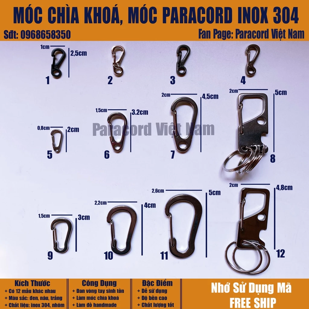 Móc paracord đan vòng tay sinh tồn