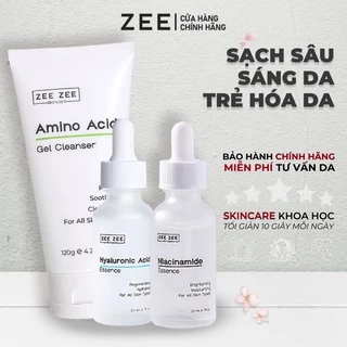 Bộ sản phẩm sạch sâu dưỡng sáng trẻ hóa phục hồi da Amino Acid, Niacinamide, Hyaluronic Acid | ZEE ZEE skincare