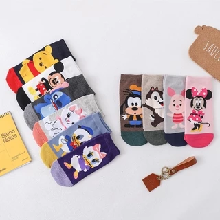 Set 5 đôi vớ cotton cổ thấp in hình thú hoạt hình dễ thương thời trang