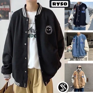 Áo Khoác Bomber Nỉ Thêu Mặt Cười Bông Form Rộng Dày Dặn Dành Cho Nam Nữ Unisex nhiều mẫu