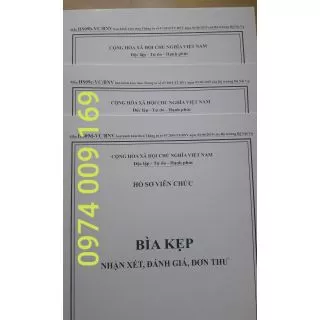 ( Combo 5 bộ )Bộ bìa kẹp hồ sơ viên chức ban hành theo thông tư 07/2019( hs09b, hs09c, hs09d)