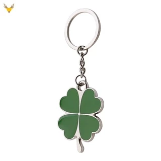 Móc Khóa Hình Cỏ Bốn Lá Bằng Thép Không Gỉ Lễ hội Keychain ô tô