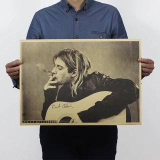 Tranh áp phích dán tường trang trí hình nhóm nhạc Coburn Nirvana độc đáo 51x36cm