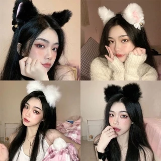 Băng đô cài tóc hình tai mèo đính chuông phong cách Hàn Quốc dễ thương thời trang cho nữ