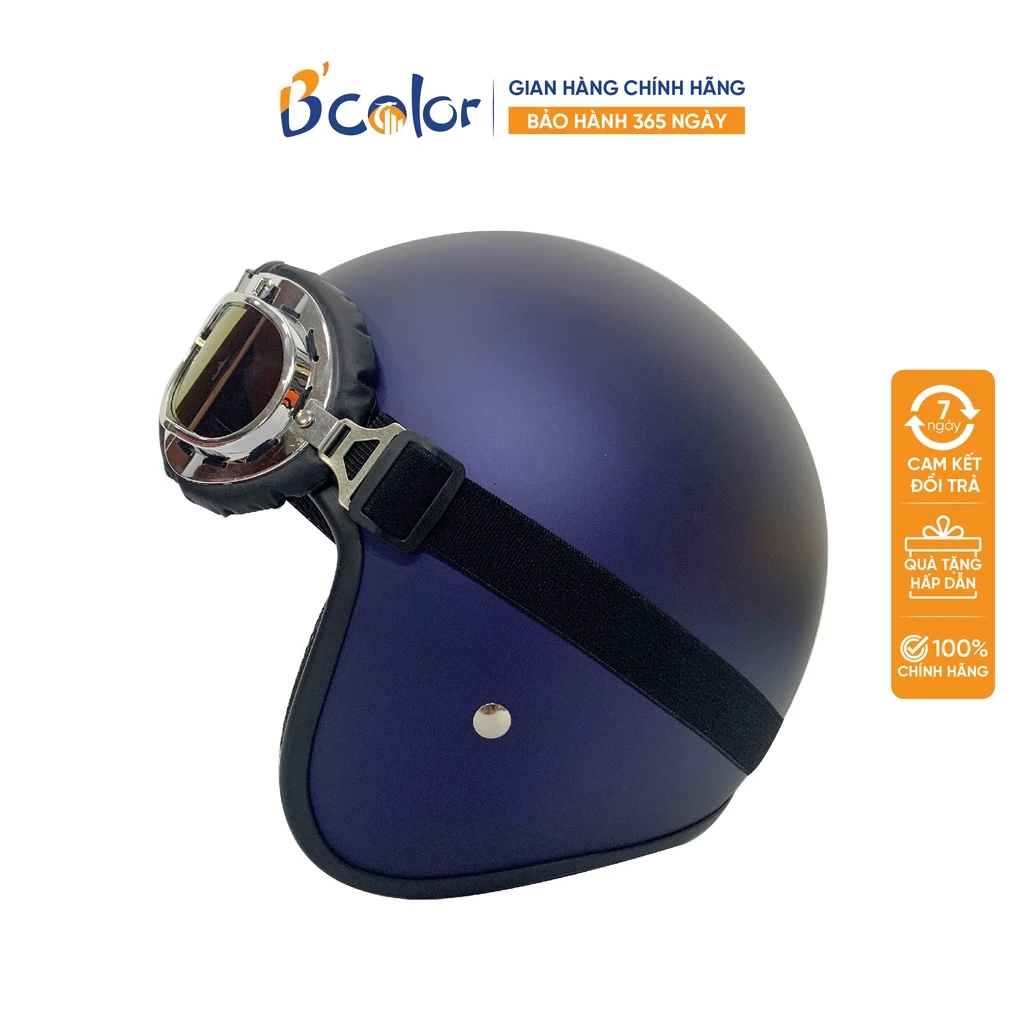 Mũ Bảo Hiểm 3/4 Xanh Navy Thời Trang Chính Hãng B'COLOR