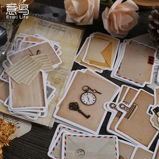 Set 45 Miếng Dán Trang Trí Sổ Tay Phong Cách Vintage Thời Trang