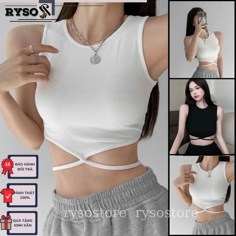 Áo Croptop Đan Dây Áo Ba Lỗ Ngược Thun Gân dày Dặn Năng Động