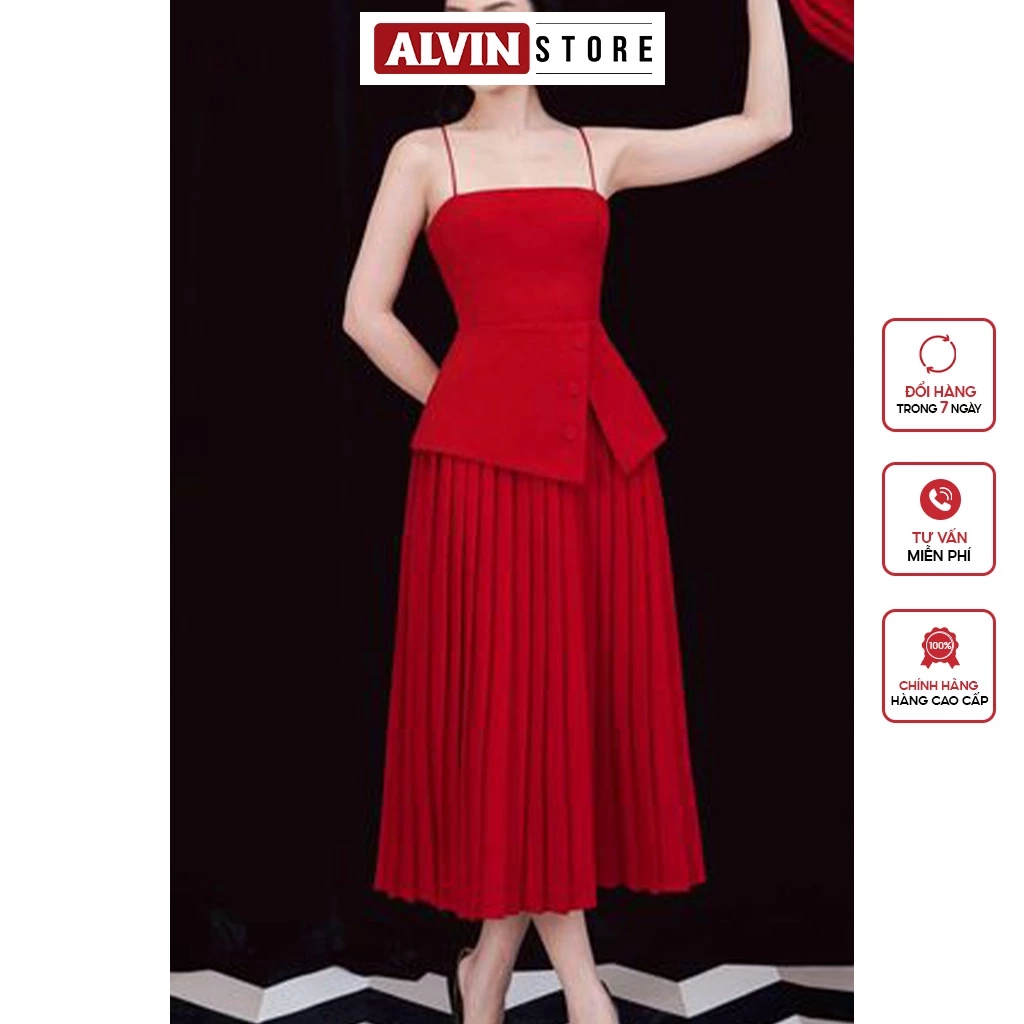 Đầm Xòe Kiểu Hai Dây Chân Váy Xếp Ly Alvin Store 2907